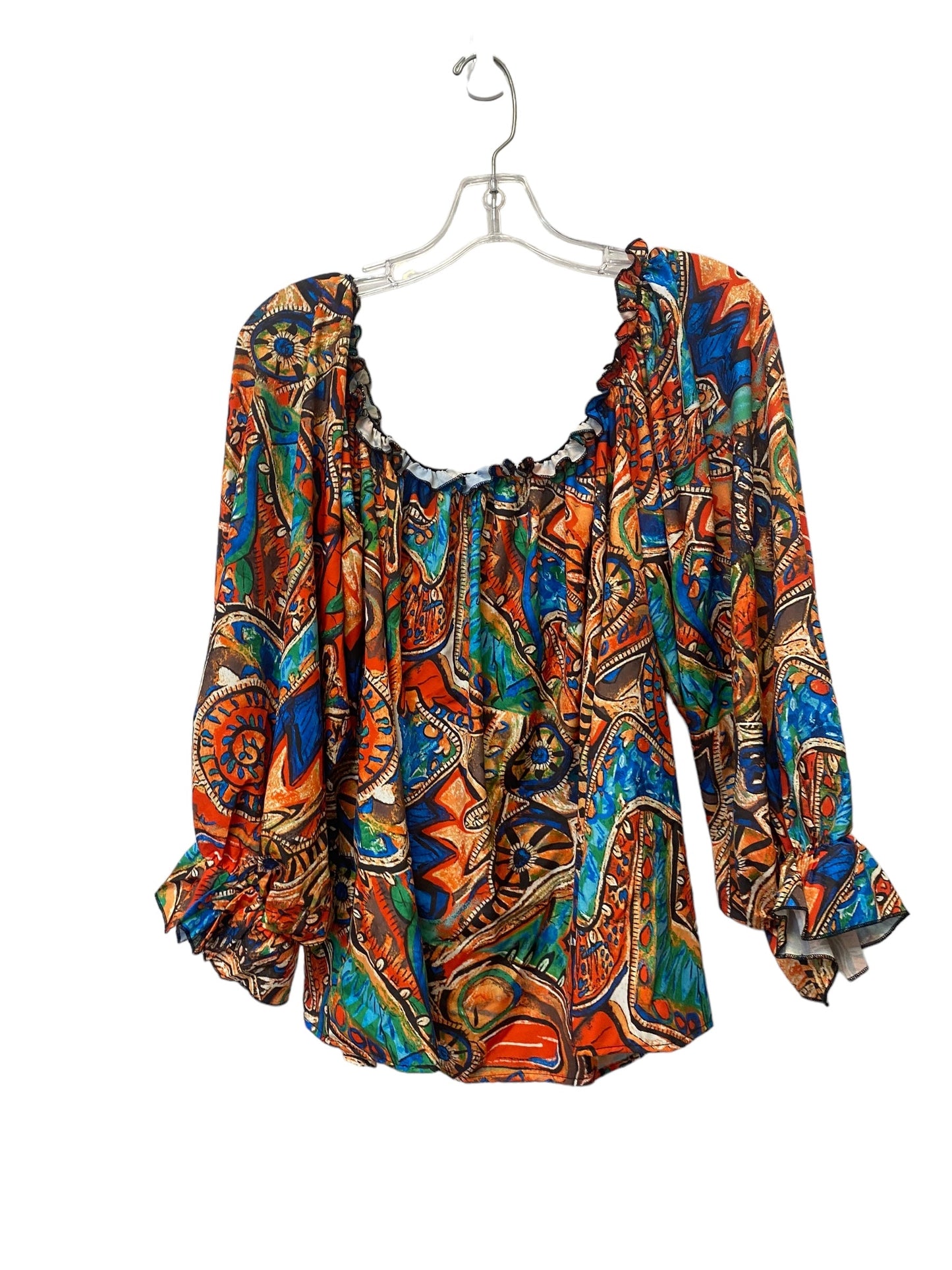 Multi-colored Top Long Sleeve Clothes Mentor, Size L