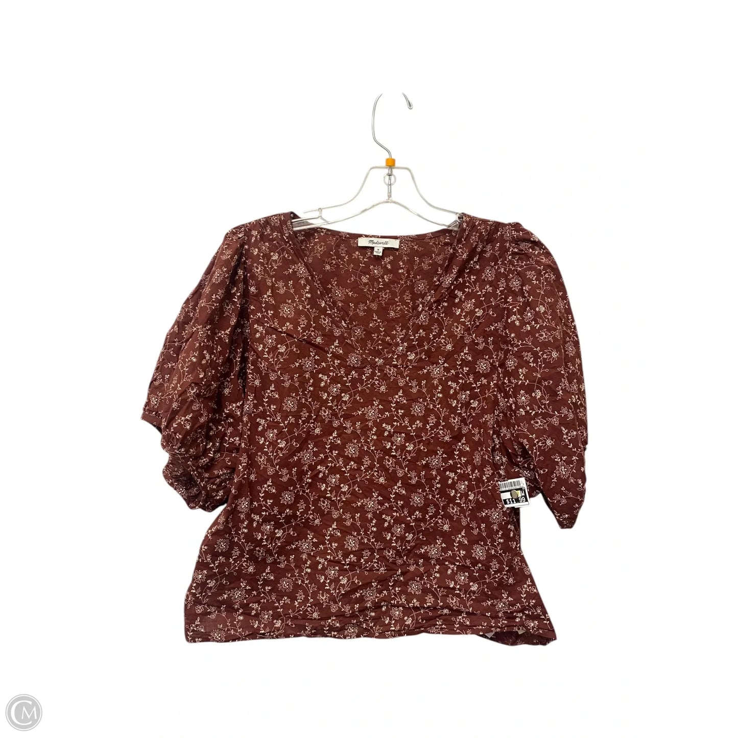 Top Short Sleeve By Madewell In Brown, Size: M