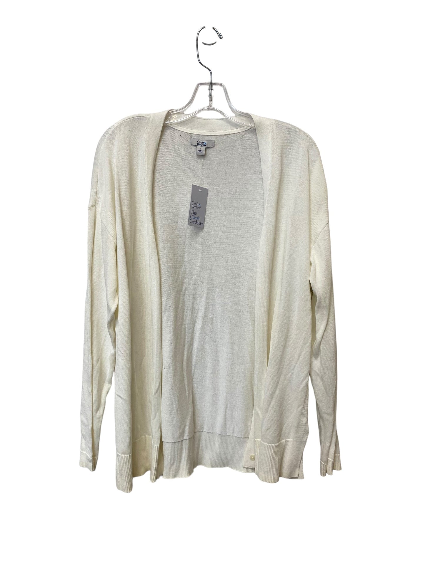 Cardigan By Croft And Barrow In Cream, Size: L