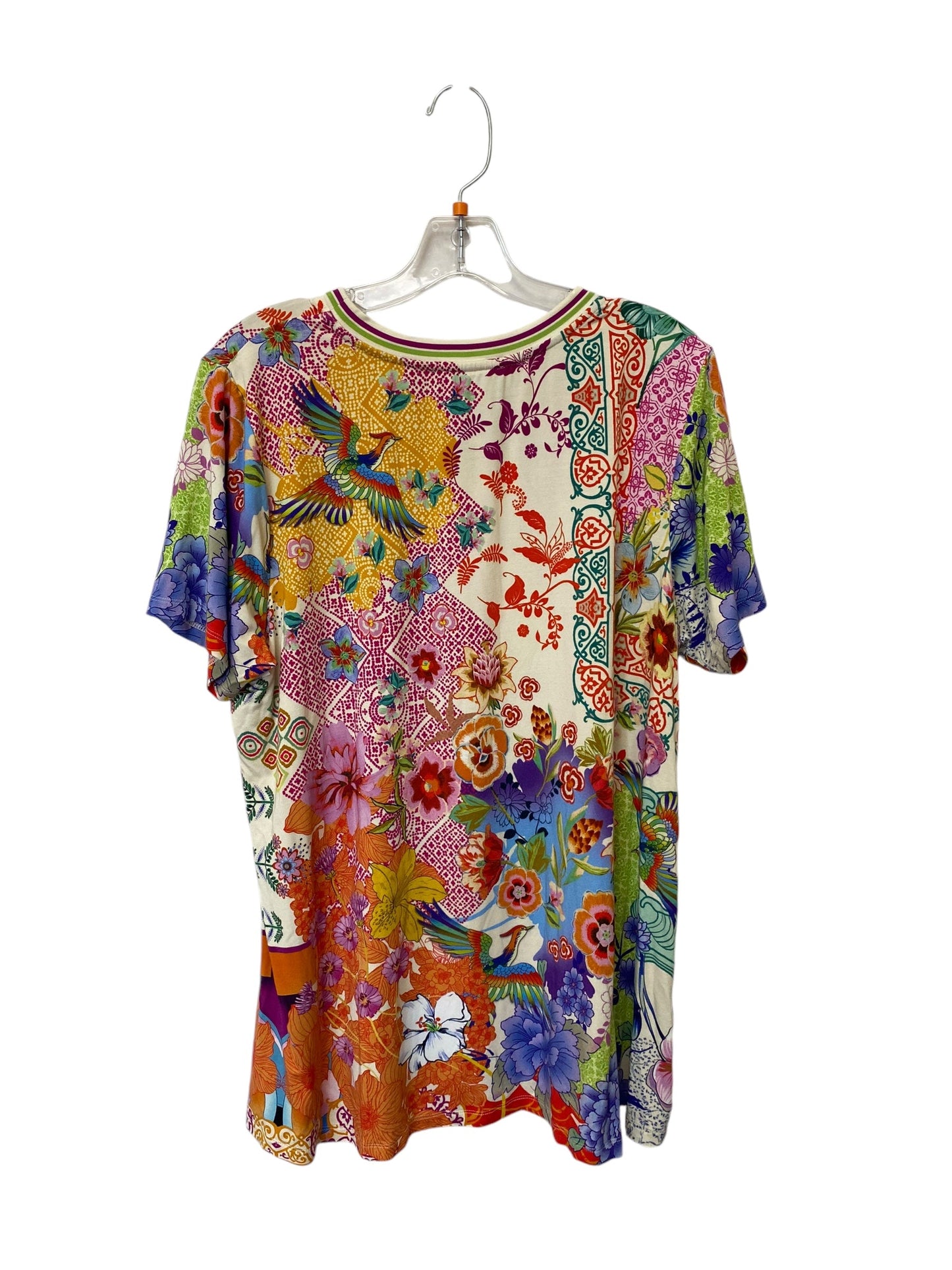 Top Short Sleeve By Johnny Was In Floral Print, Size: Xxl