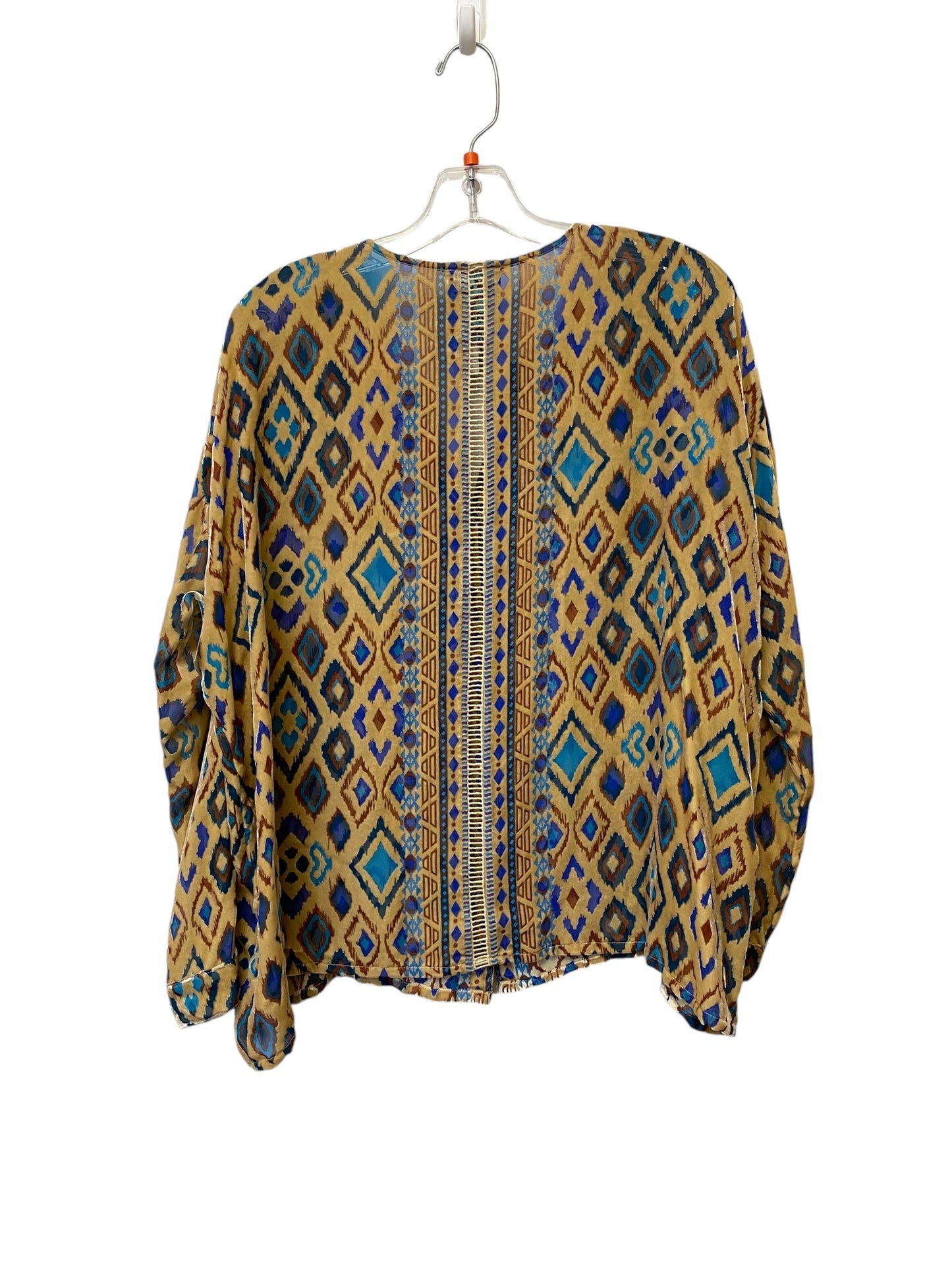 Top Long Sleeve By Johnny Was In Blue & Brown, Size: Xs