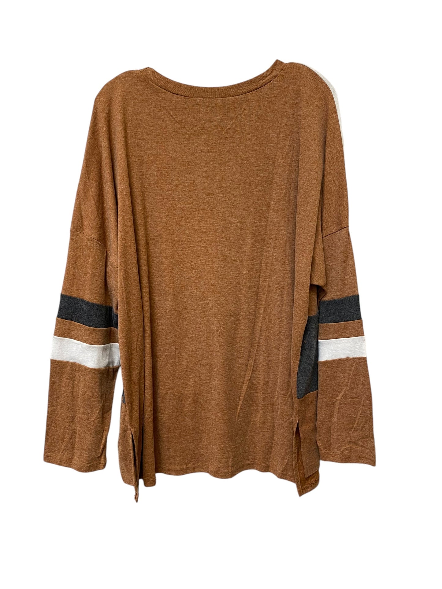 Top Long Sleeve By Clothes Mentor In Brown & White, Size: 2x