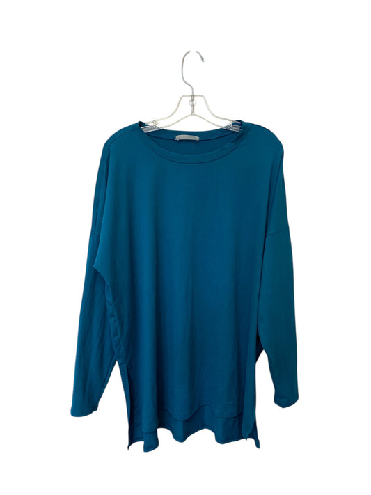 Top Long Sleeve Basic By Zenana Outfitters In Blue, Size: Xl