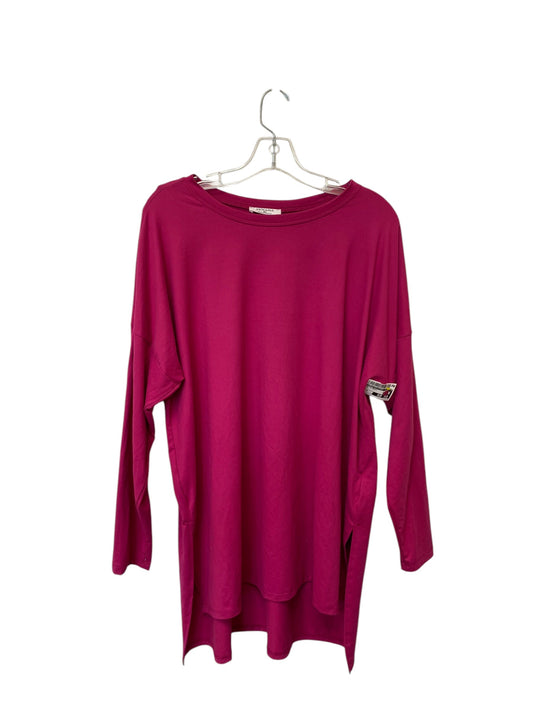 Top Long Sleeve Basic By Zenana Outfitters In Pink, Size: Xl