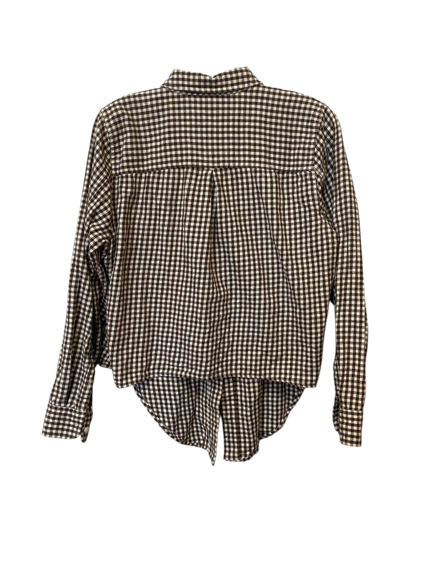 Top Long Sleeve By Madewell In Checkered Pattern, Size: L