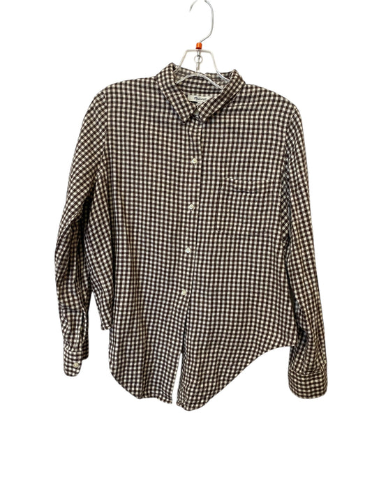 Top Long Sleeve By Madewell In Checkered Pattern, Size: L