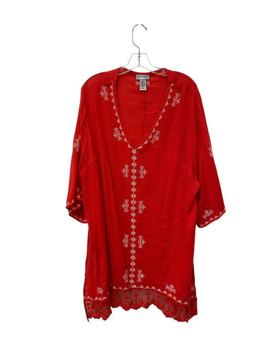 Tunic Short Sleeve By Catherines In Red, Size: 1x