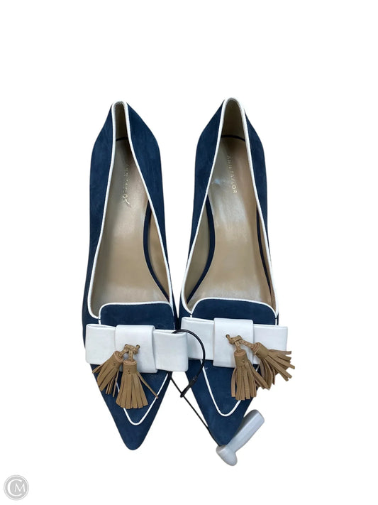 Shoes Heels Kitten By Ann Taylor In Blue & White, Size: 9