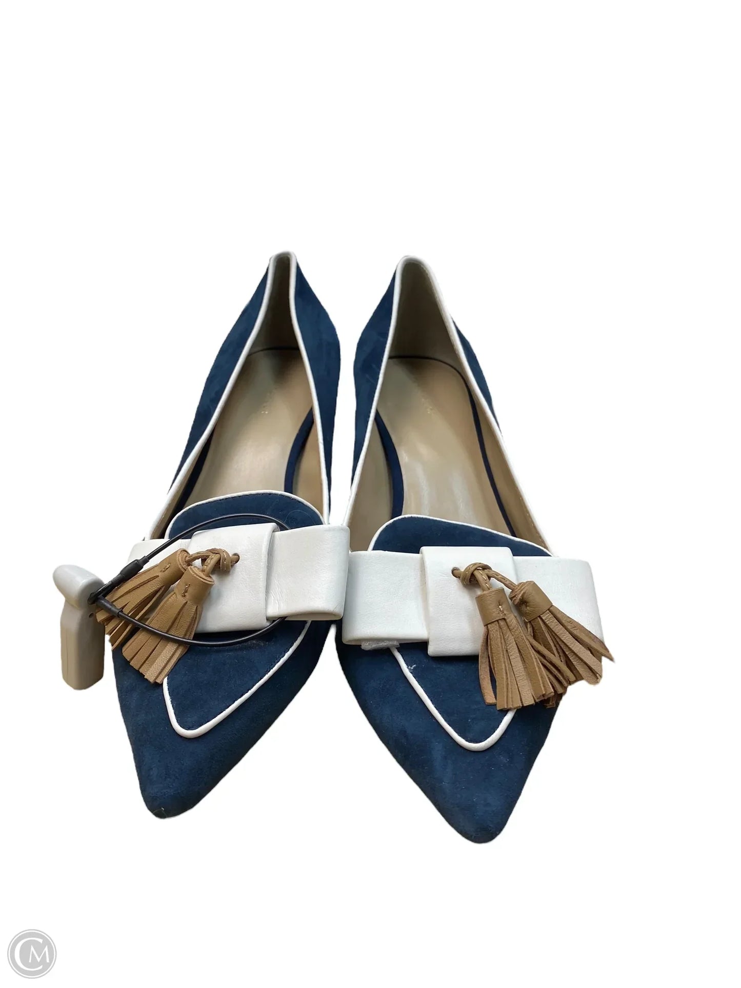 Shoes Heels Kitten By Ann Taylor In Blue & White, Size: 9