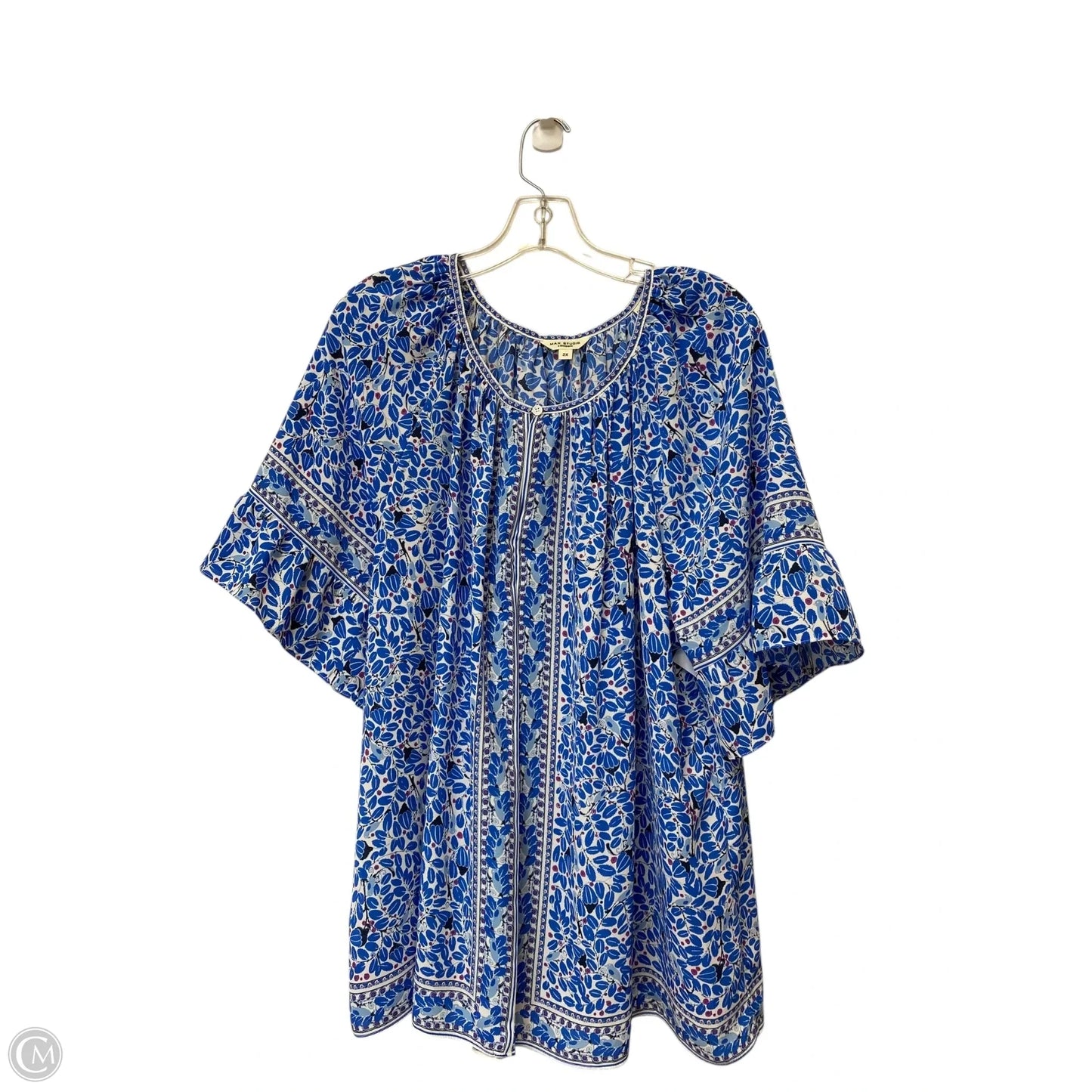 Top Short Sleeve By Max Studio In Blue, Size: 2x