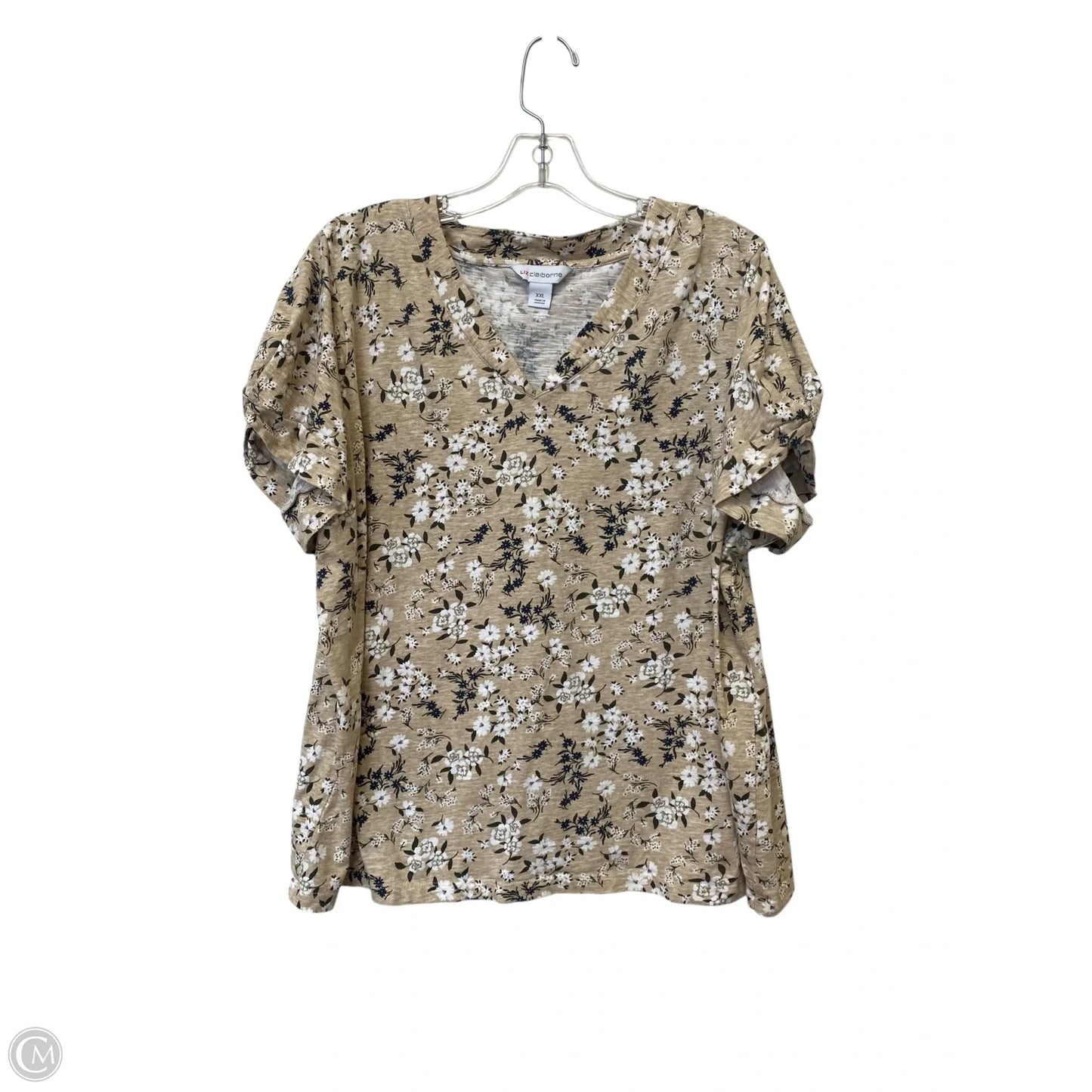 Top Short Sleeve Basic By Liz Claiborne In Floral Print, Size: Xxl