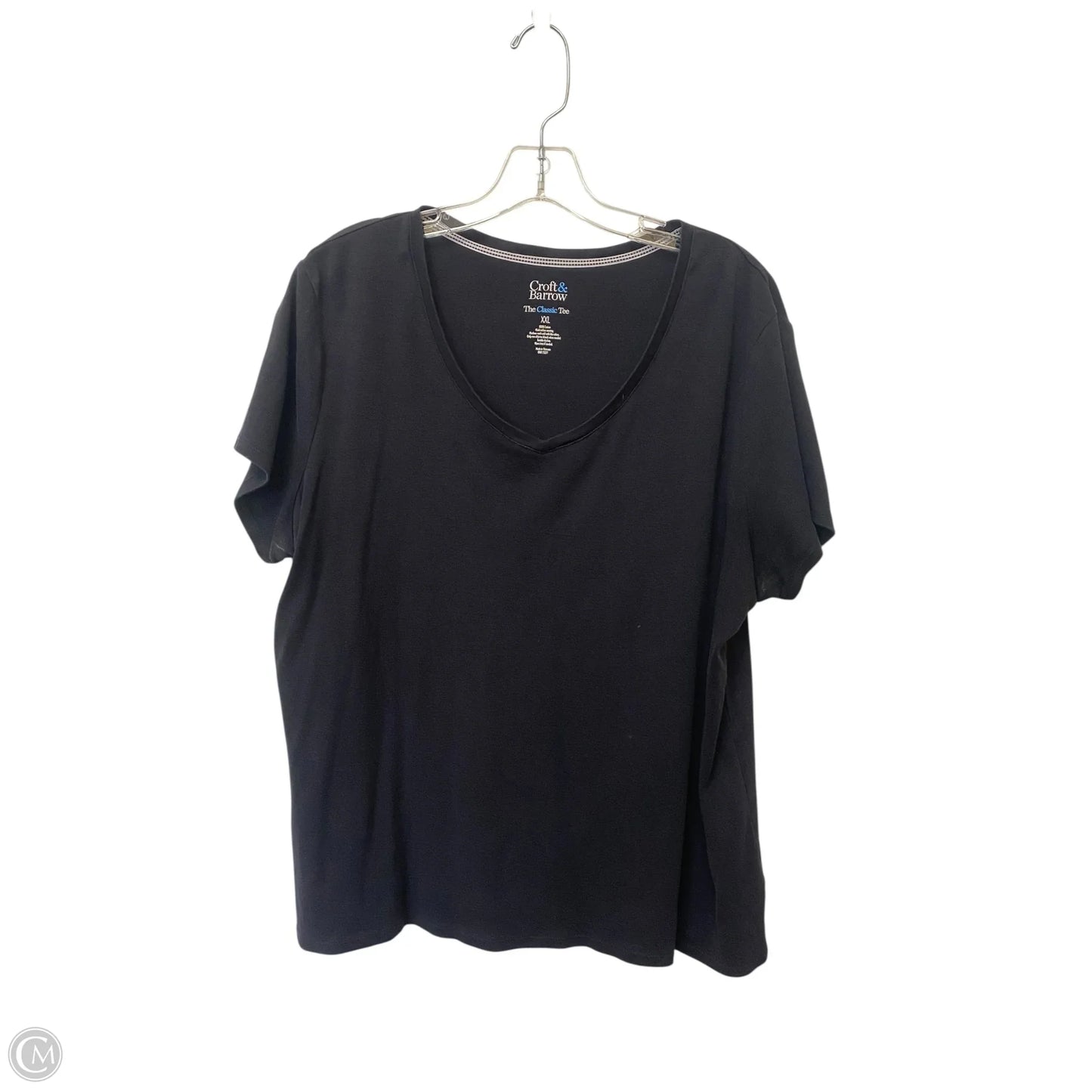 Top Short Sleeve Basic By Croft And Barrow In Black, Size: Xxl