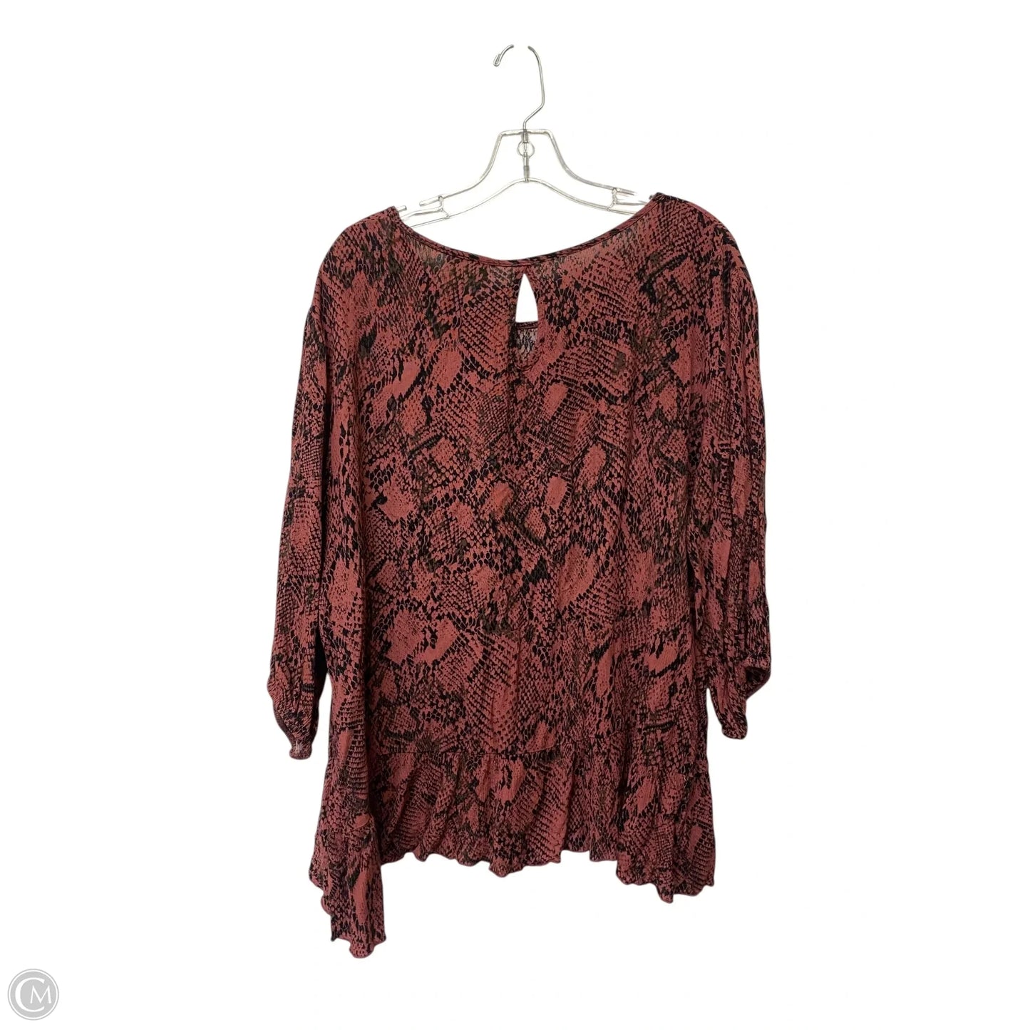 Top 3/4 Sleeve By Free Kisses In Snakeskin Print, Size: 2x