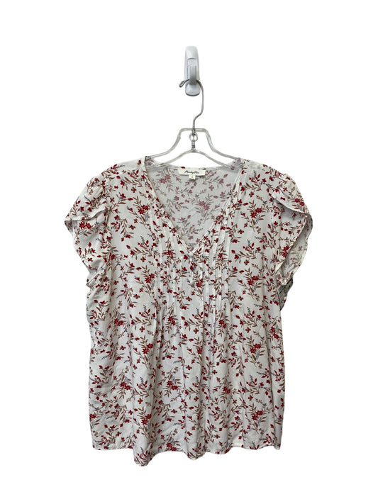 Floral Print Top Short Sleeve Clothes Mentor, Size M