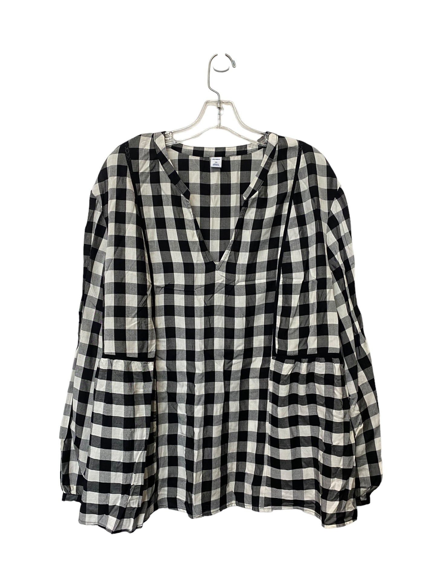 Checkered Pattern Top Long Sleeve Old Navy, Size 2x