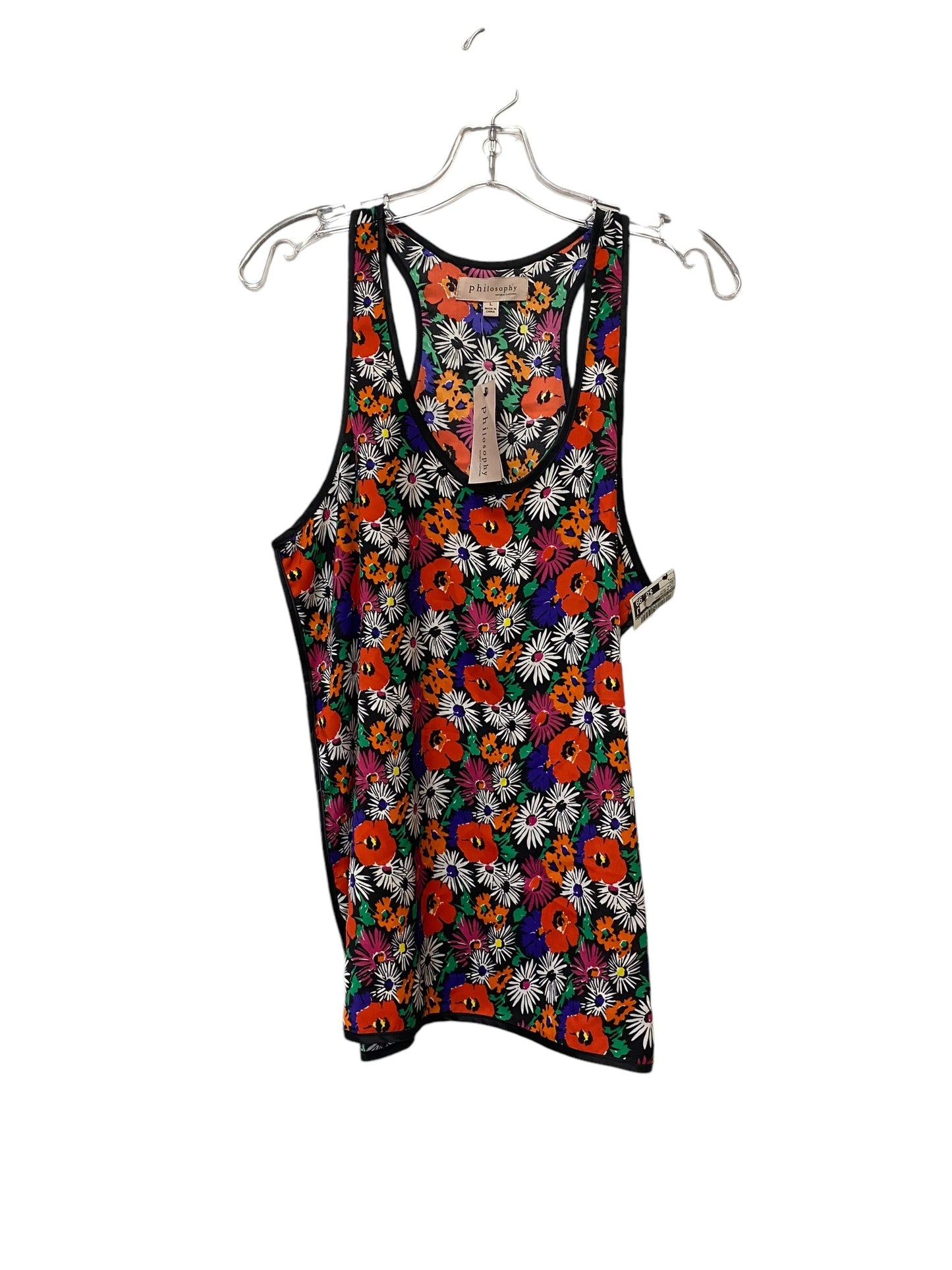 Top Sleeveless By Philosophy In Floral Print, Size: L