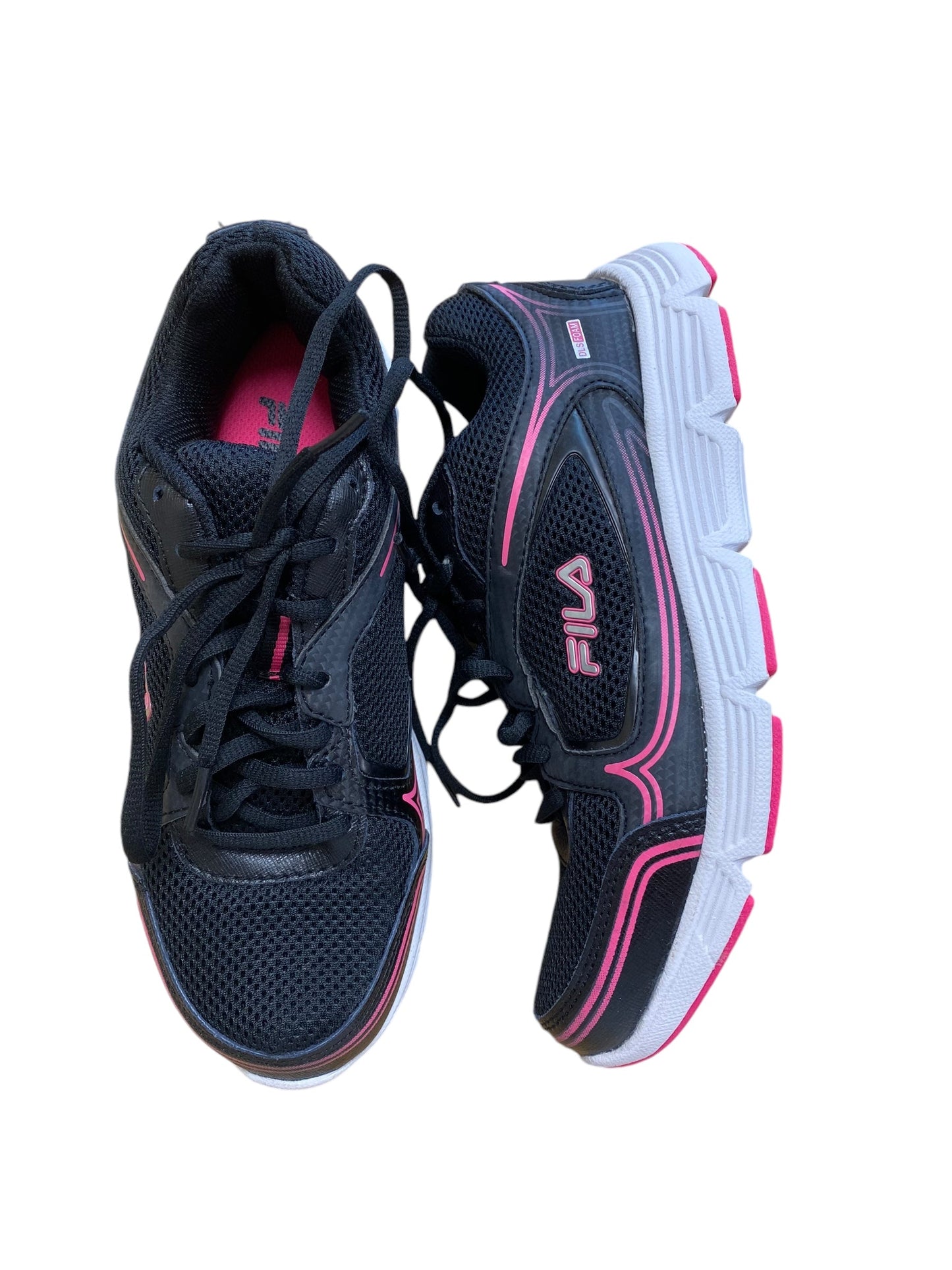 Shoes Athletic By Fila In Black & Pink, Size: 7.5