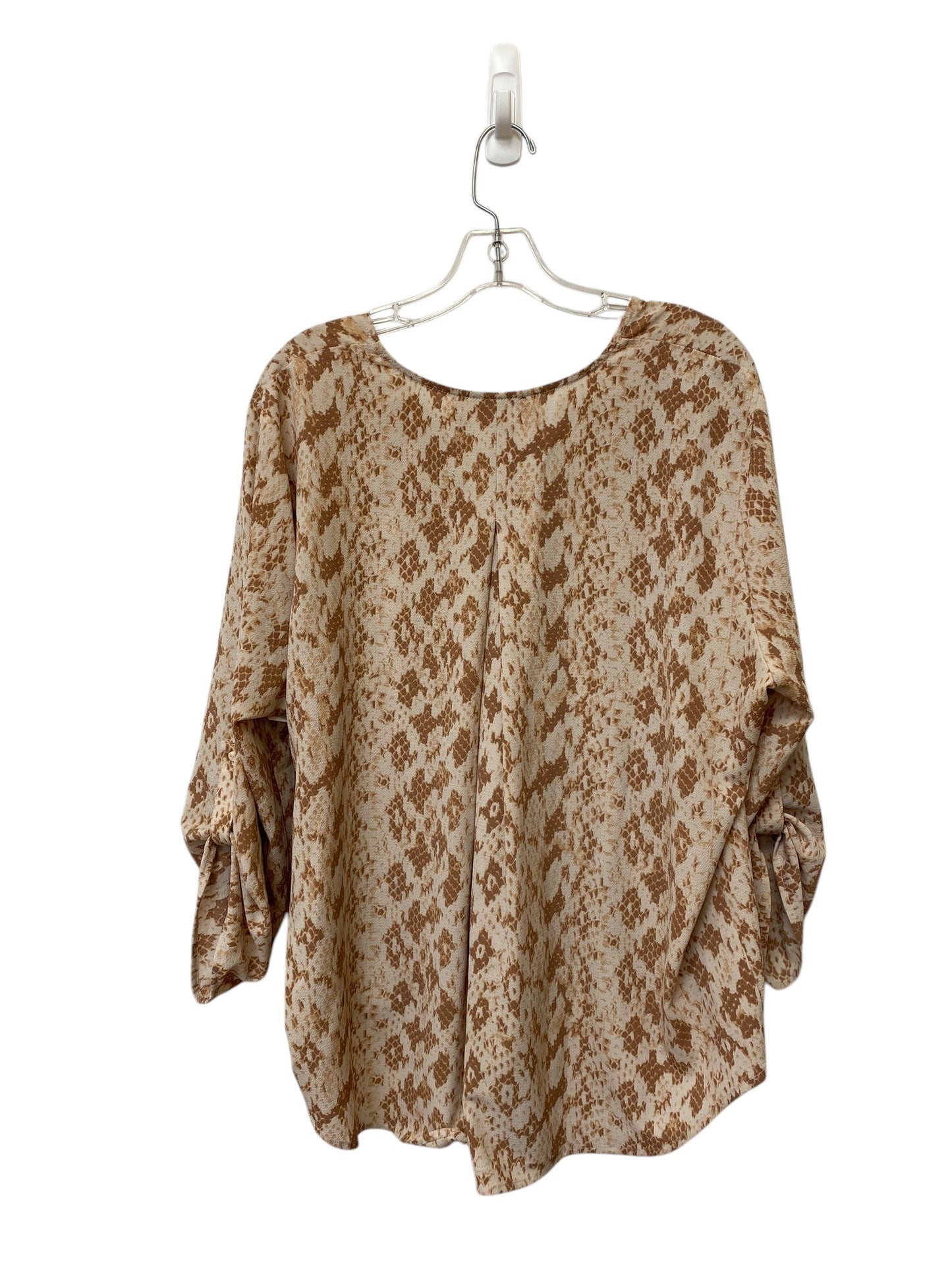 Top Long Sleeve By Adrianna Papell In Snakeskin Print, Size: Xl