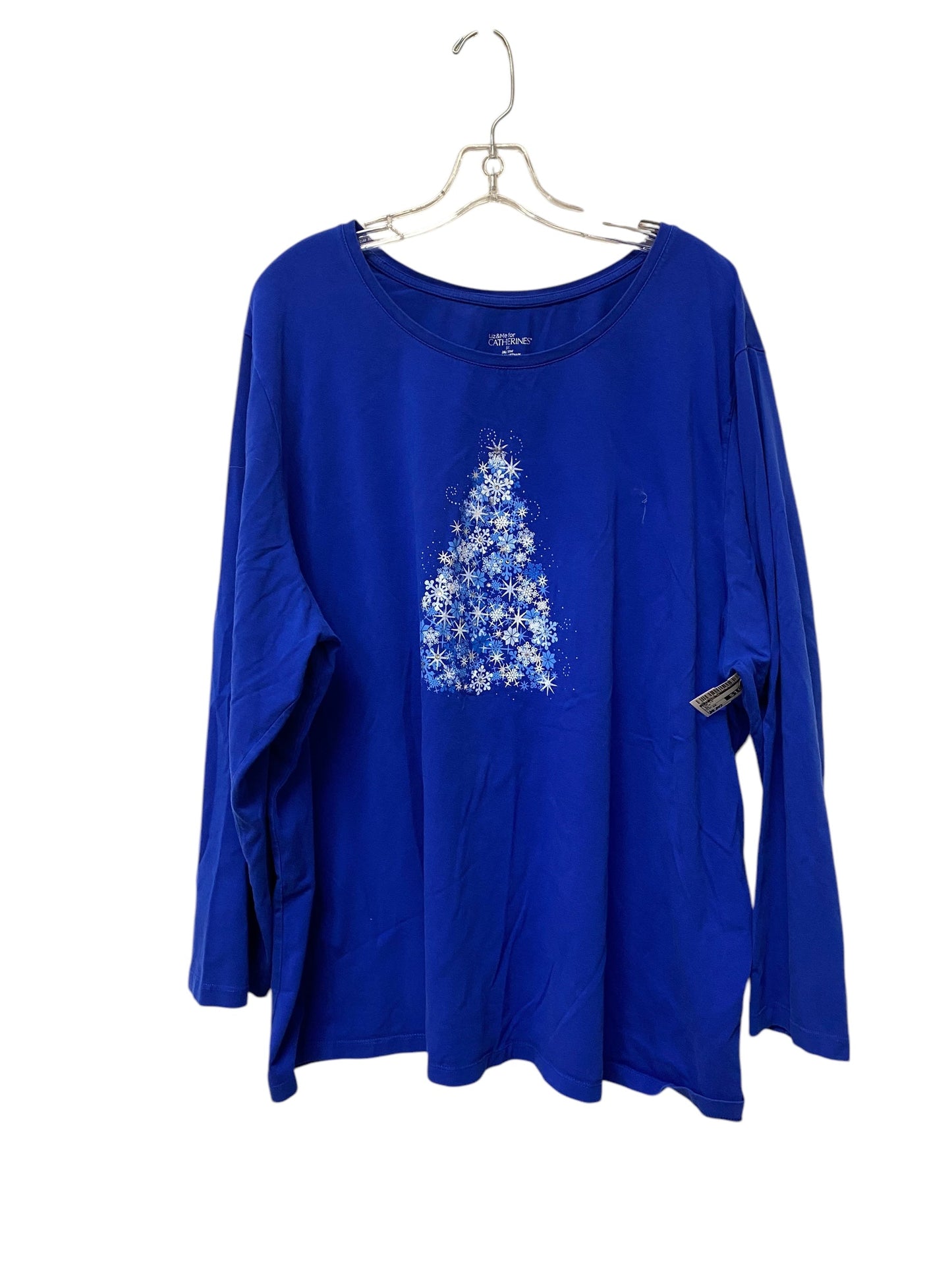 Top Long Sleeve By Liz And Me In Blue, Size: 3x