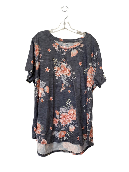 Floral Print Top Short Sleeve Basic Clothes Mentor, Size 3x