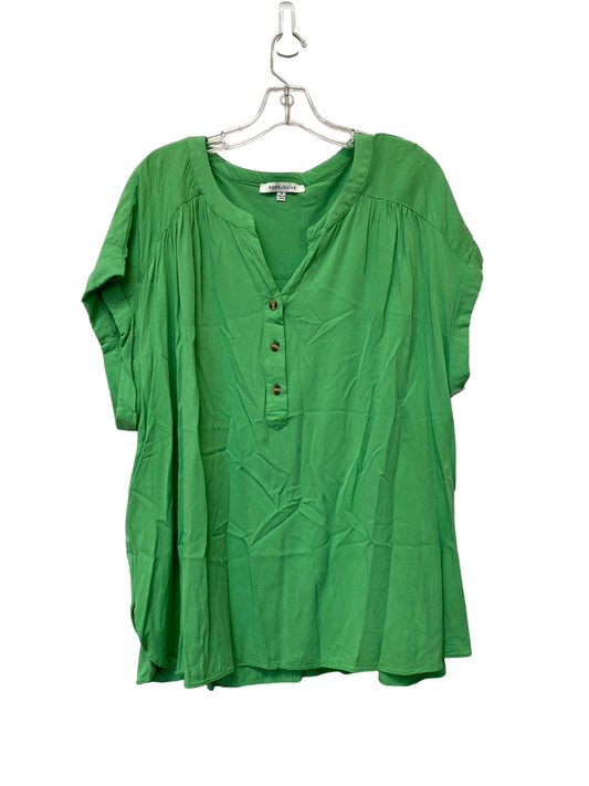 Green Top Short Sleeve Basic Rose And Olive, Size 2x