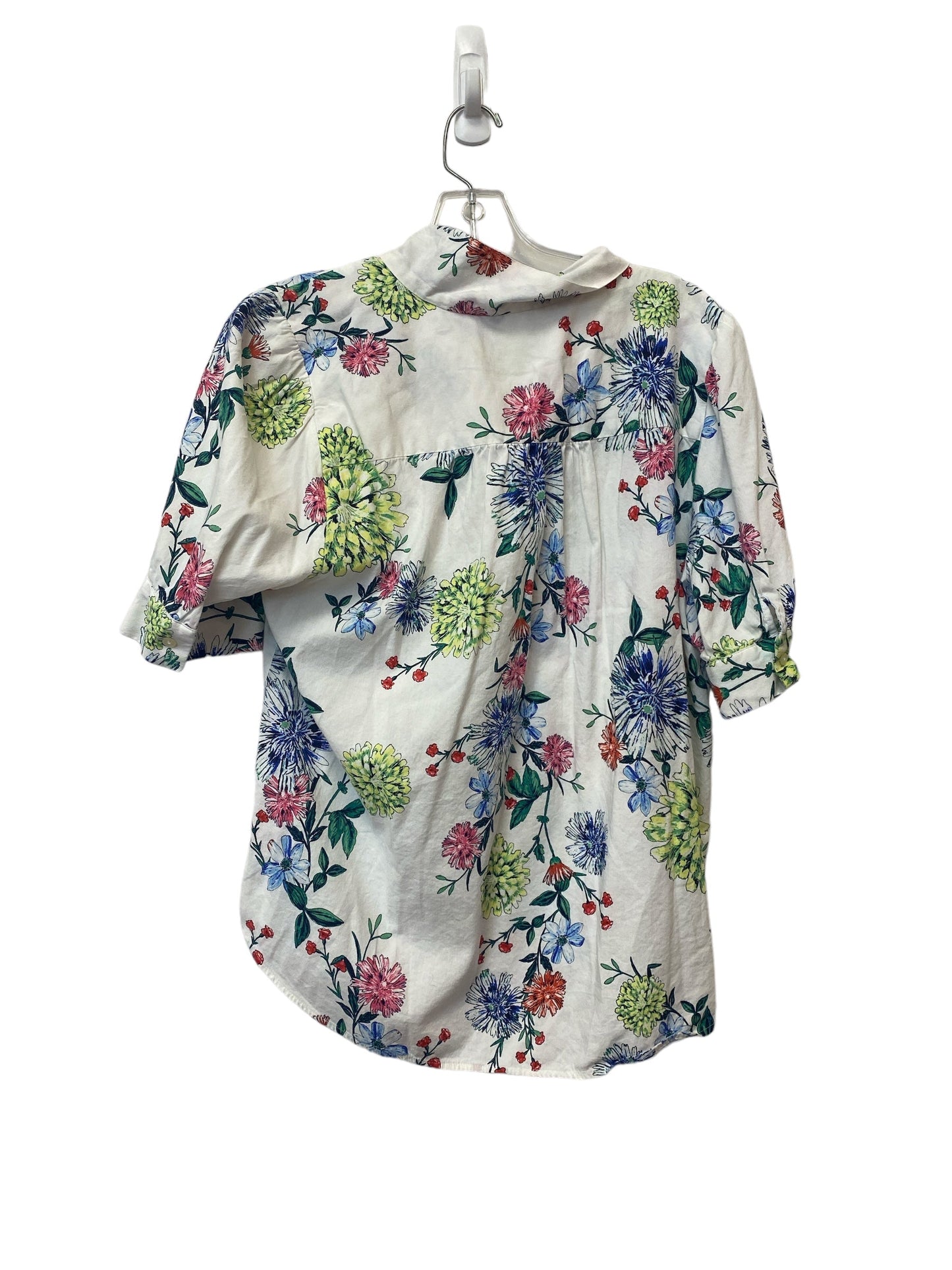 Floral Print Top Short Sleeve Loft, Size L