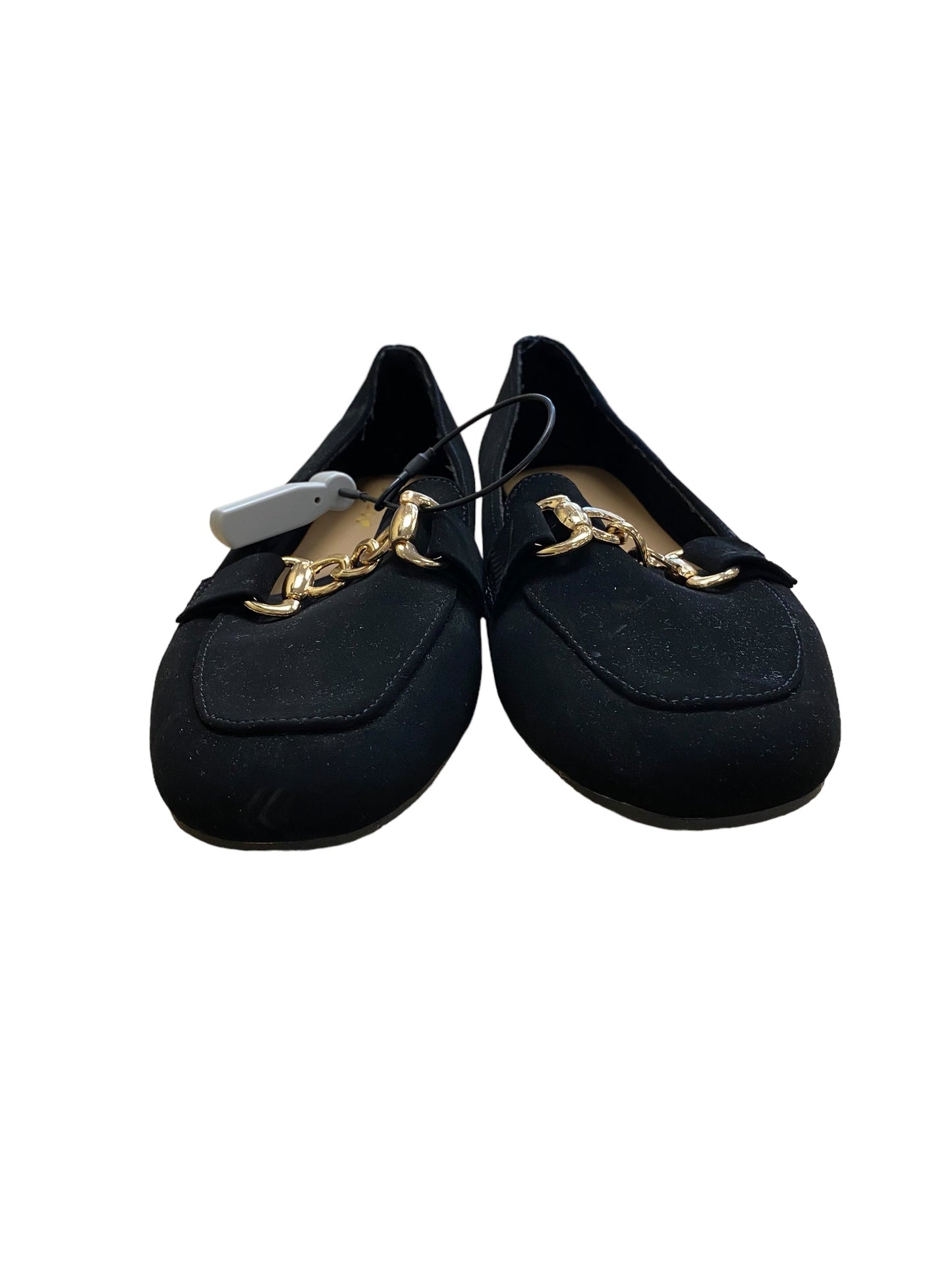 Black & Gold Shoes Flats Bamboo, Size 8