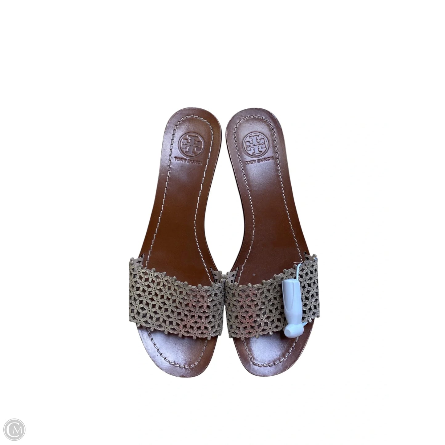 Sandals Designer By Tory Burch In Brown & Gold, Size: 8