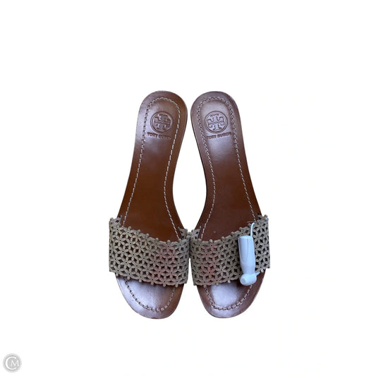 Sandals Designer By Tory Burch In Brown & Gold, Size: 8