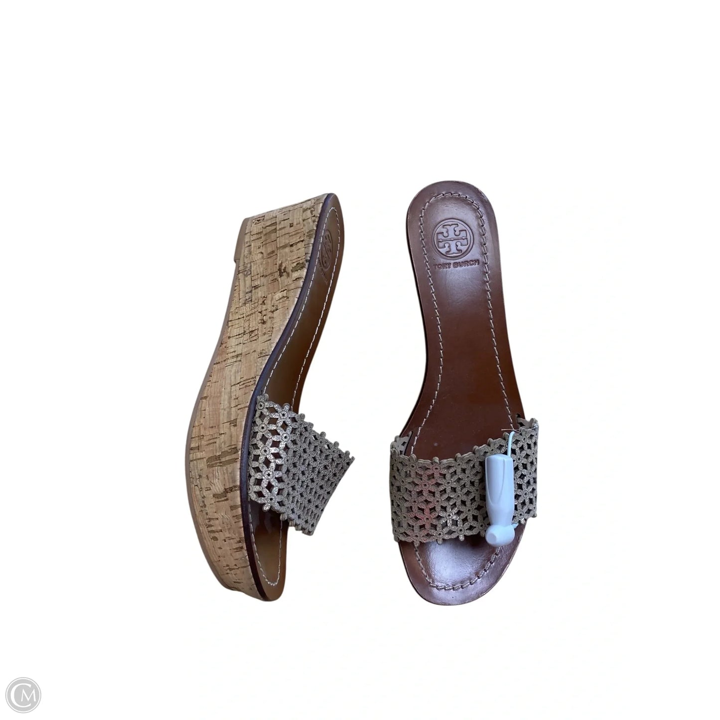 Sandals Designer By Tory Burch In Brown & Gold, Size: 8