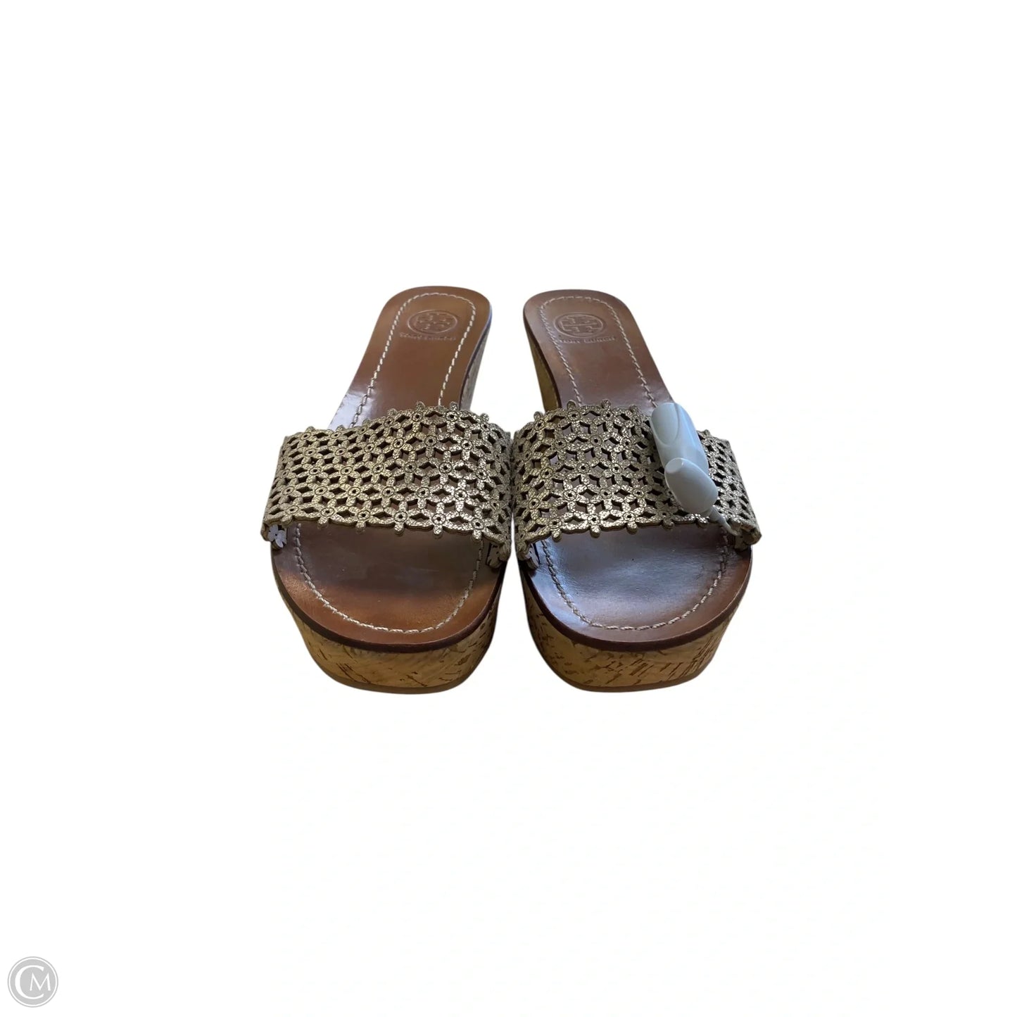 Sandals Designer By Tory Burch In Brown & Gold, Size: 8