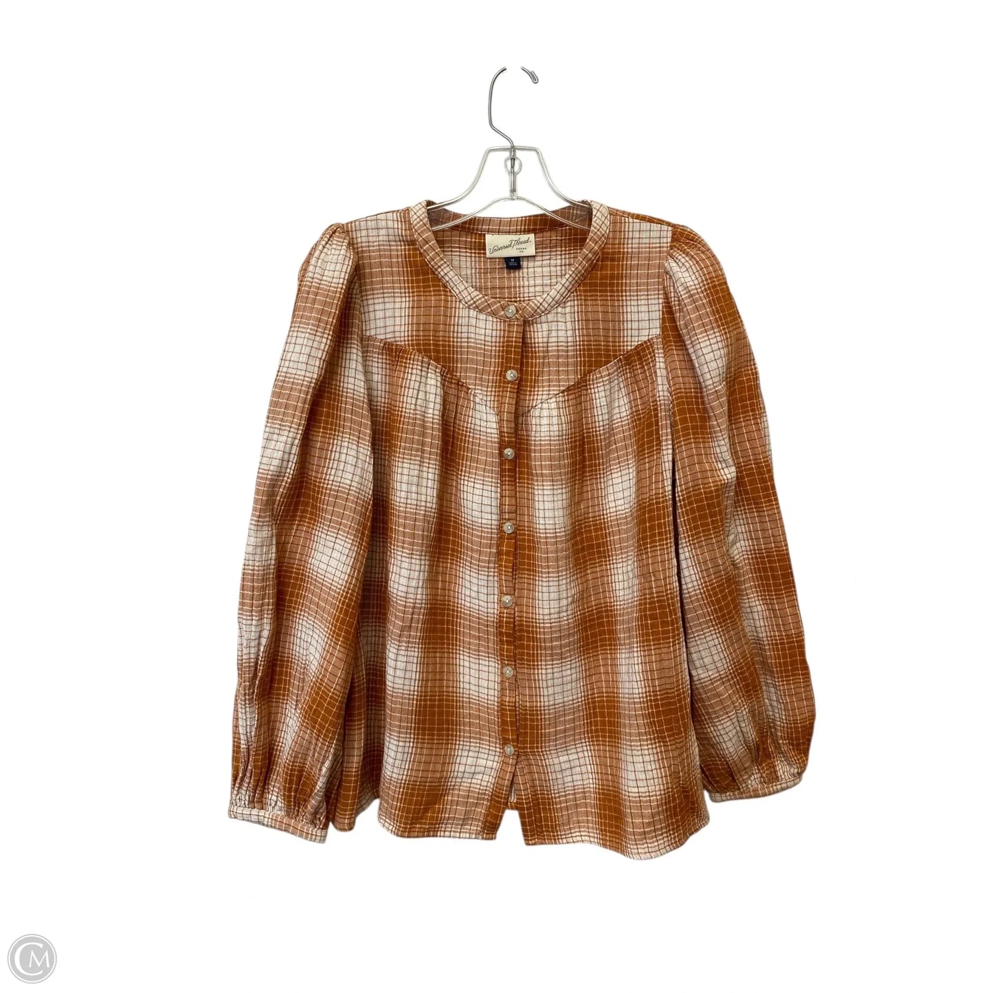 Top Long Sleeve By Universal Thread In Plaid Pattern, Size: M