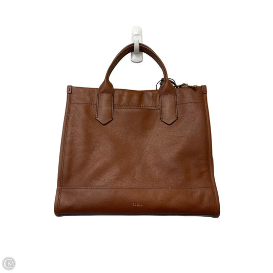 Handbag Leather By Fossil, Size: Medium