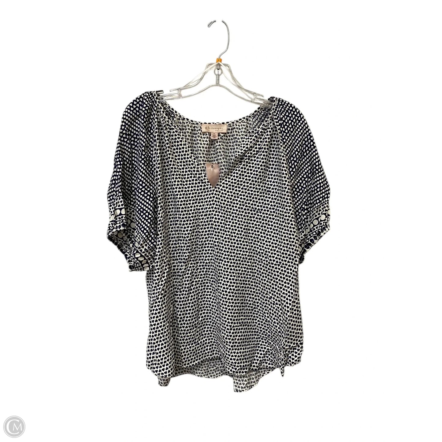 Top Short Sleeve By Philosophy In Blue & White, Size: 1x