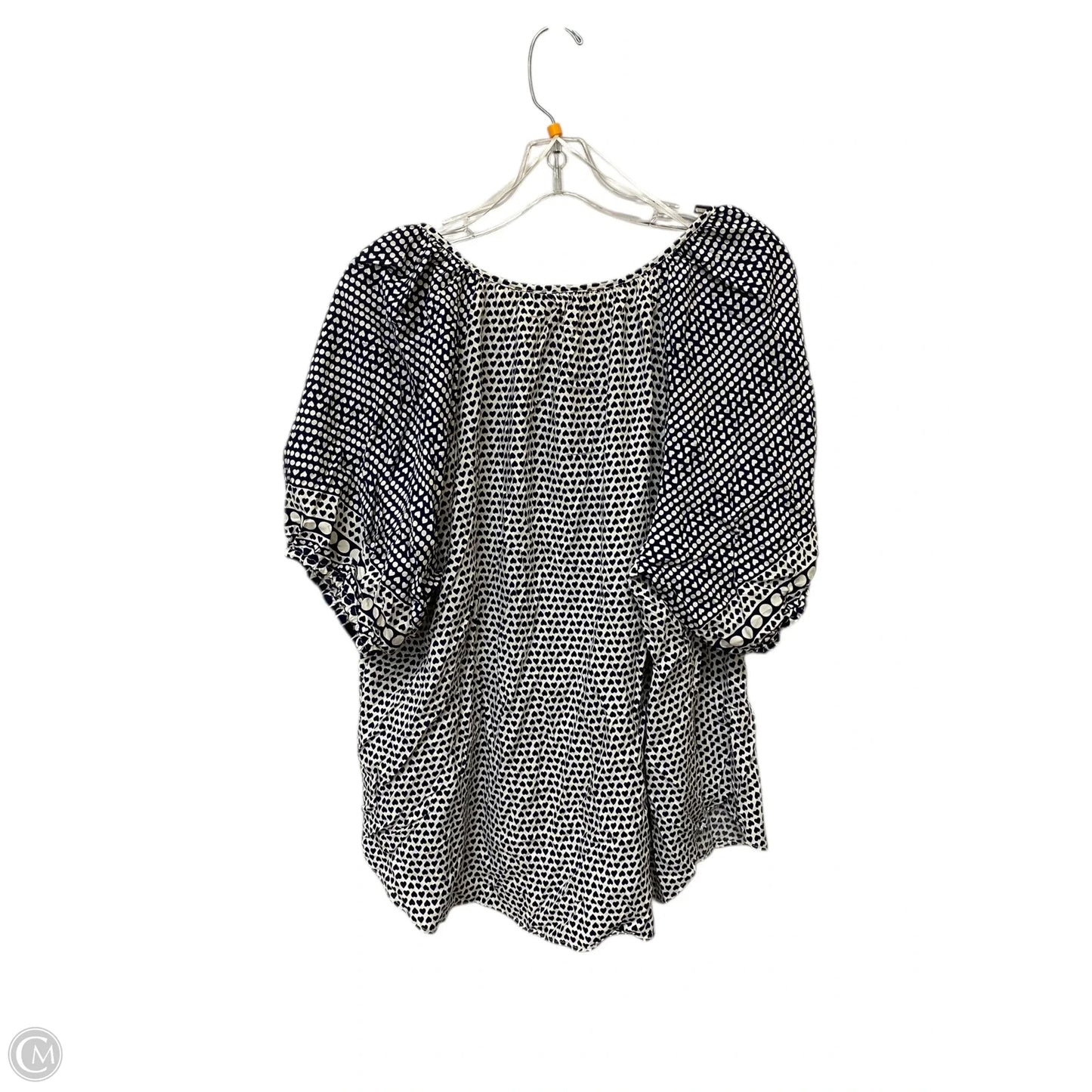 Top Short Sleeve By Philosophy In Blue & White, Size: 1x