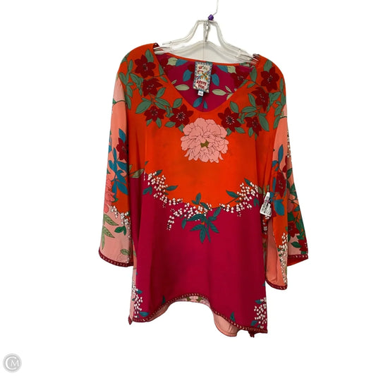 Top 3/4 Sleeve By Johnny Was In Orange, Size: L