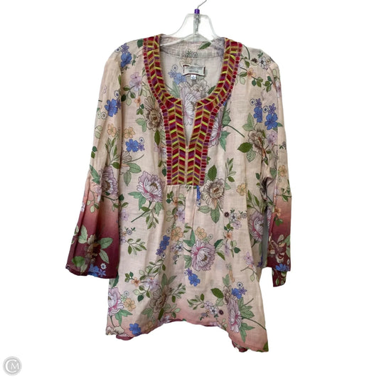 Top Long Sleeve By Johnny Was In Floral Print, Size: Xl
