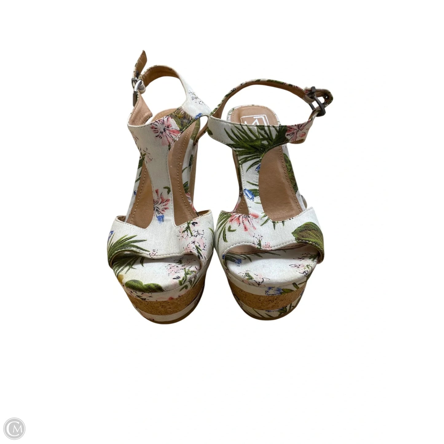Sandals Heels Wedge By Clothes Mentor In Floral Print, Size: 9