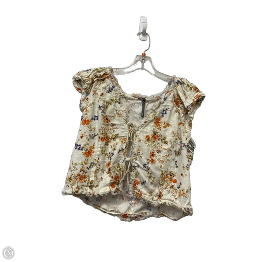 Top Short Sleeve By Anthropologie In Floral Print, Size: M