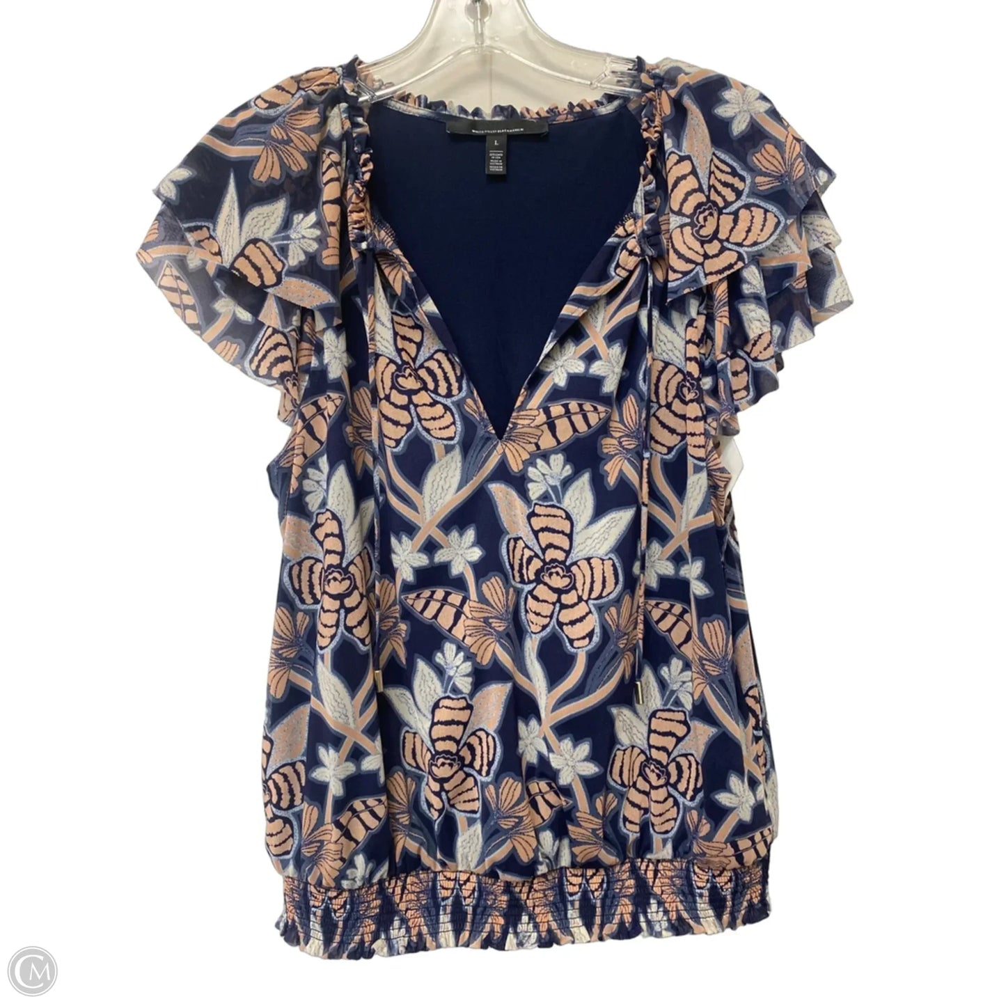 Top Short Sleeve By White House Black Market In Navy, Size: L