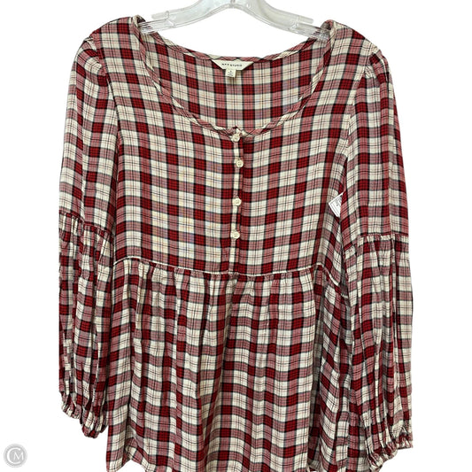 Top Long Sleeve Basic By Max Studio In Plaid Pattern, Size: S