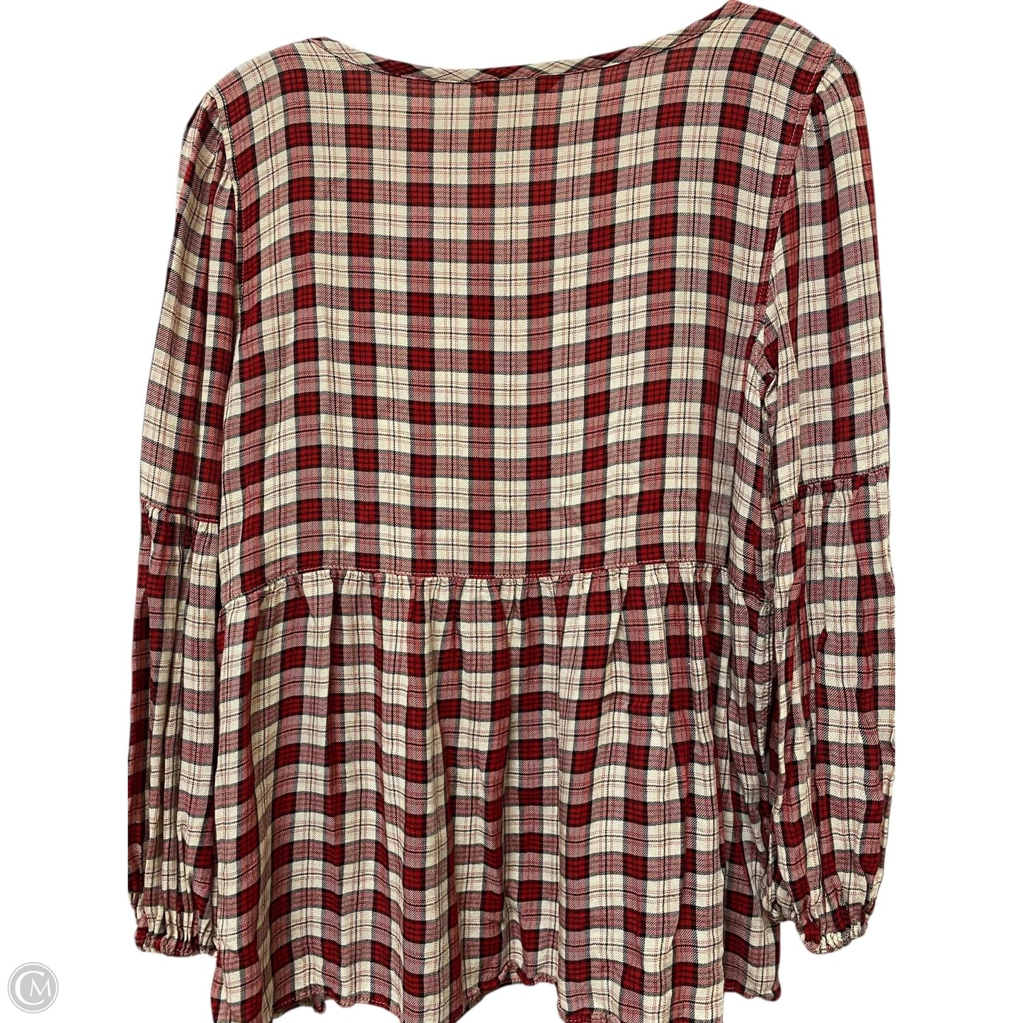Top Long Sleeve Basic By Max Studio In Plaid Pattern, Size: S