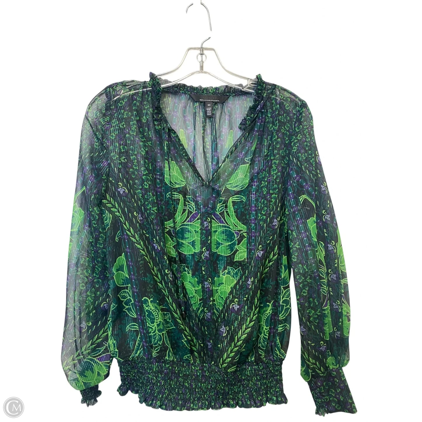 Top Long Sleeve By White House Black Market In Green, Size: Xs