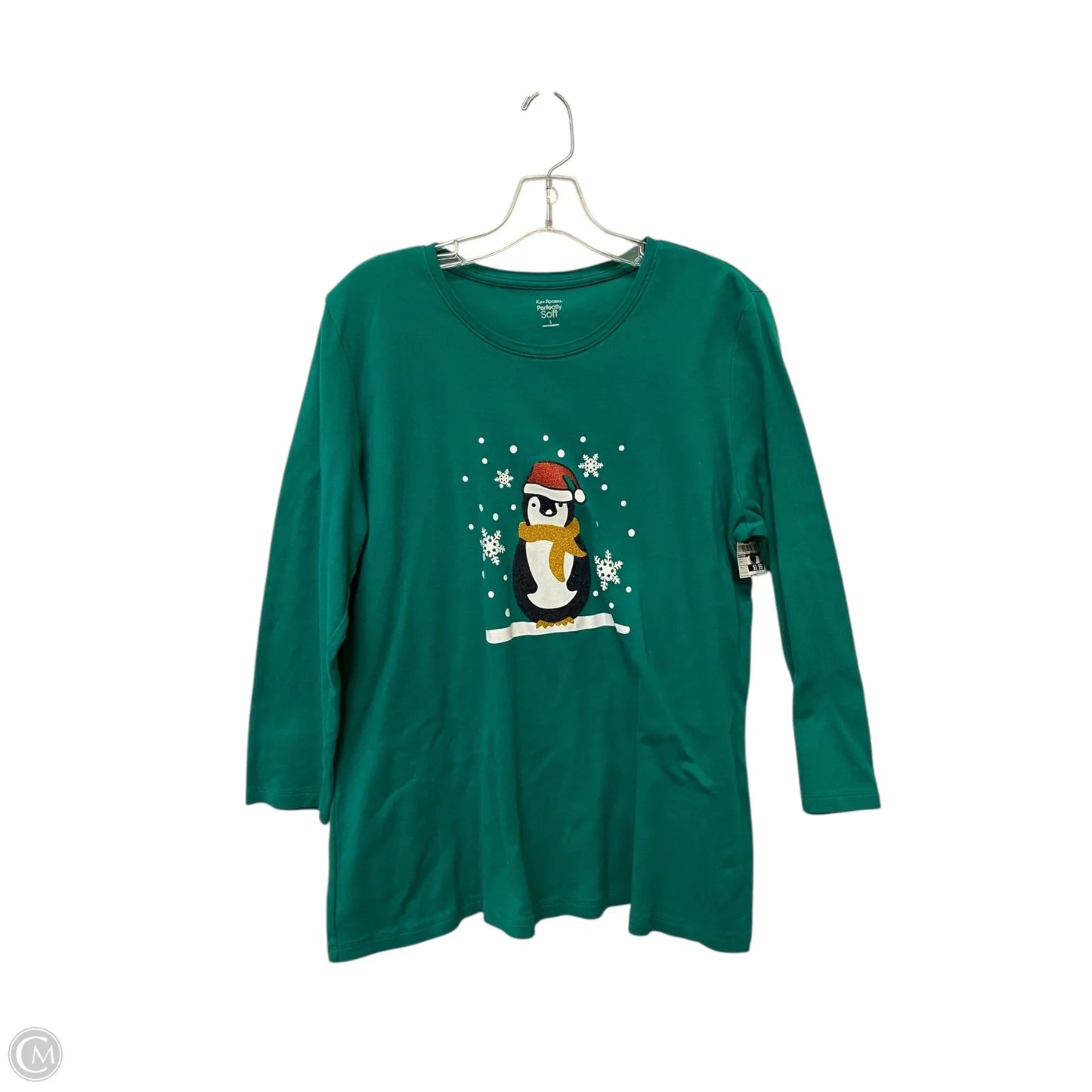 Top Long Sleeve By Kim Rogers In Green, Size: L