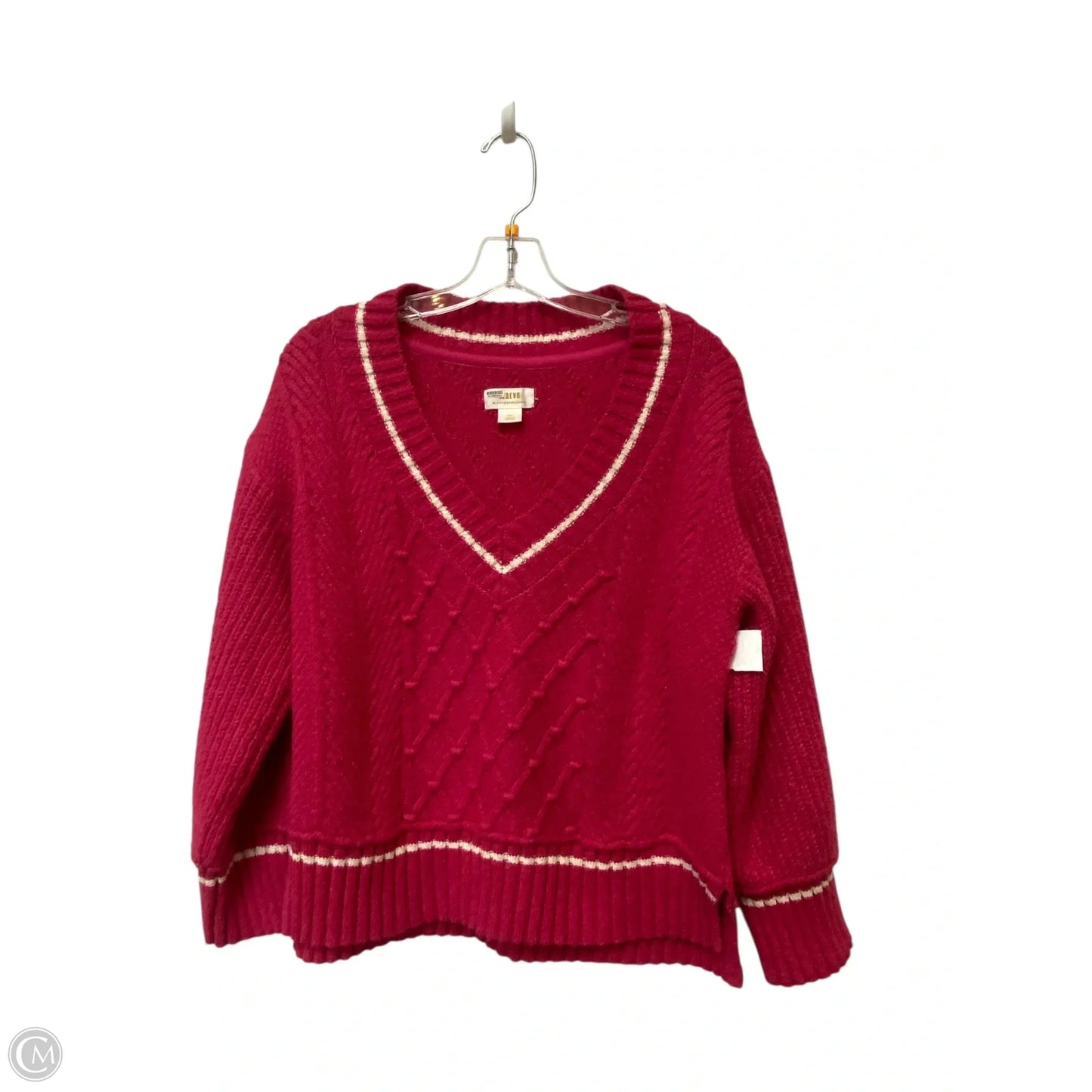 Sweater By Maeve In Pink & White, Size: Mp