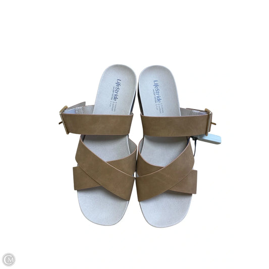Sandals Heels Platform By Life Stride In Brown, Size: 9