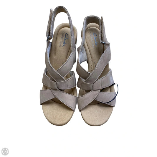 Sandals Heels Wedge By Clarks In Brown, Size: 9