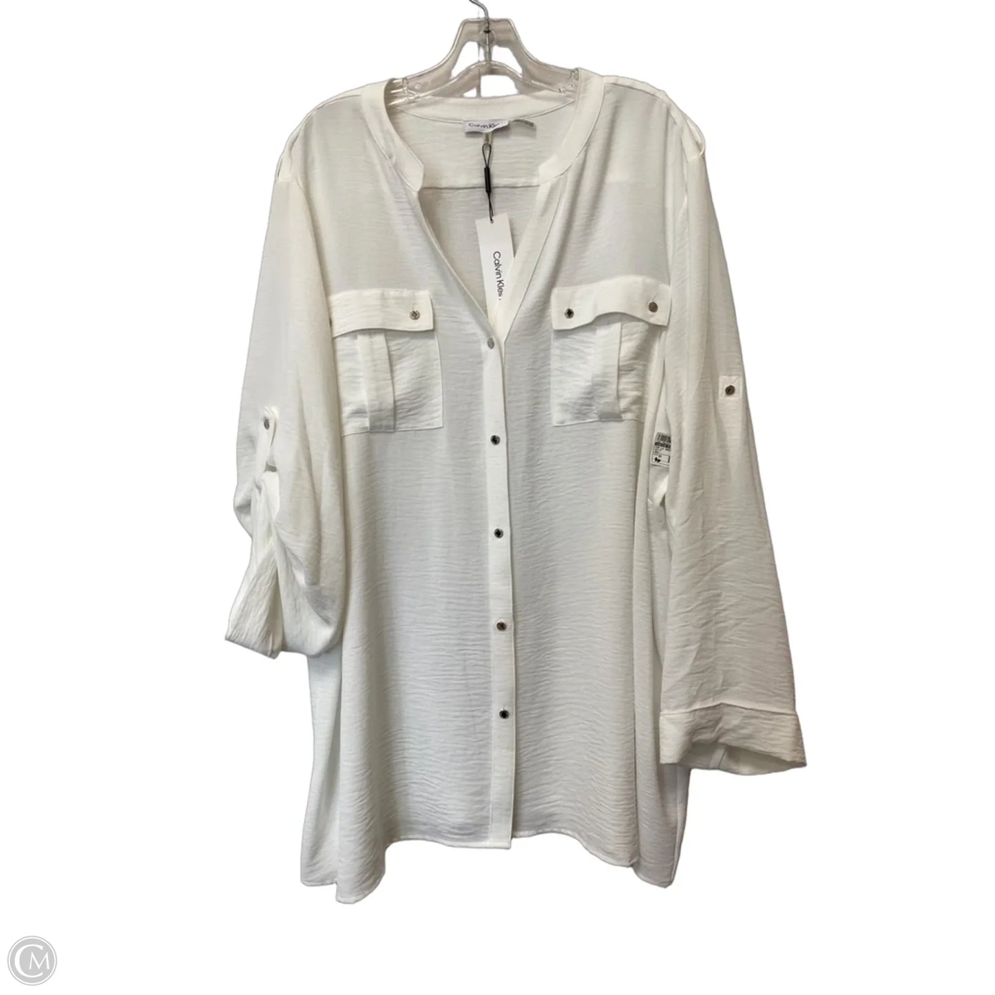 Top Long Sleeve Basic By Calvin Klein In White, Size: 3x