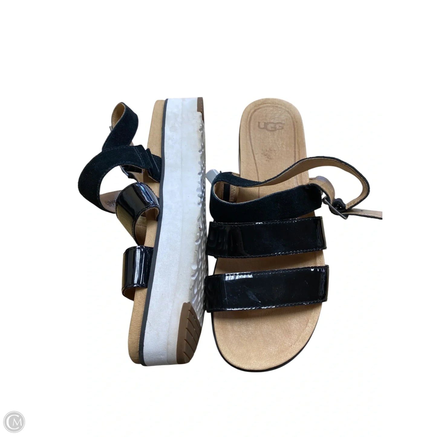 Sandals Designer By Ugg In Black & Brown, Size: 9.5