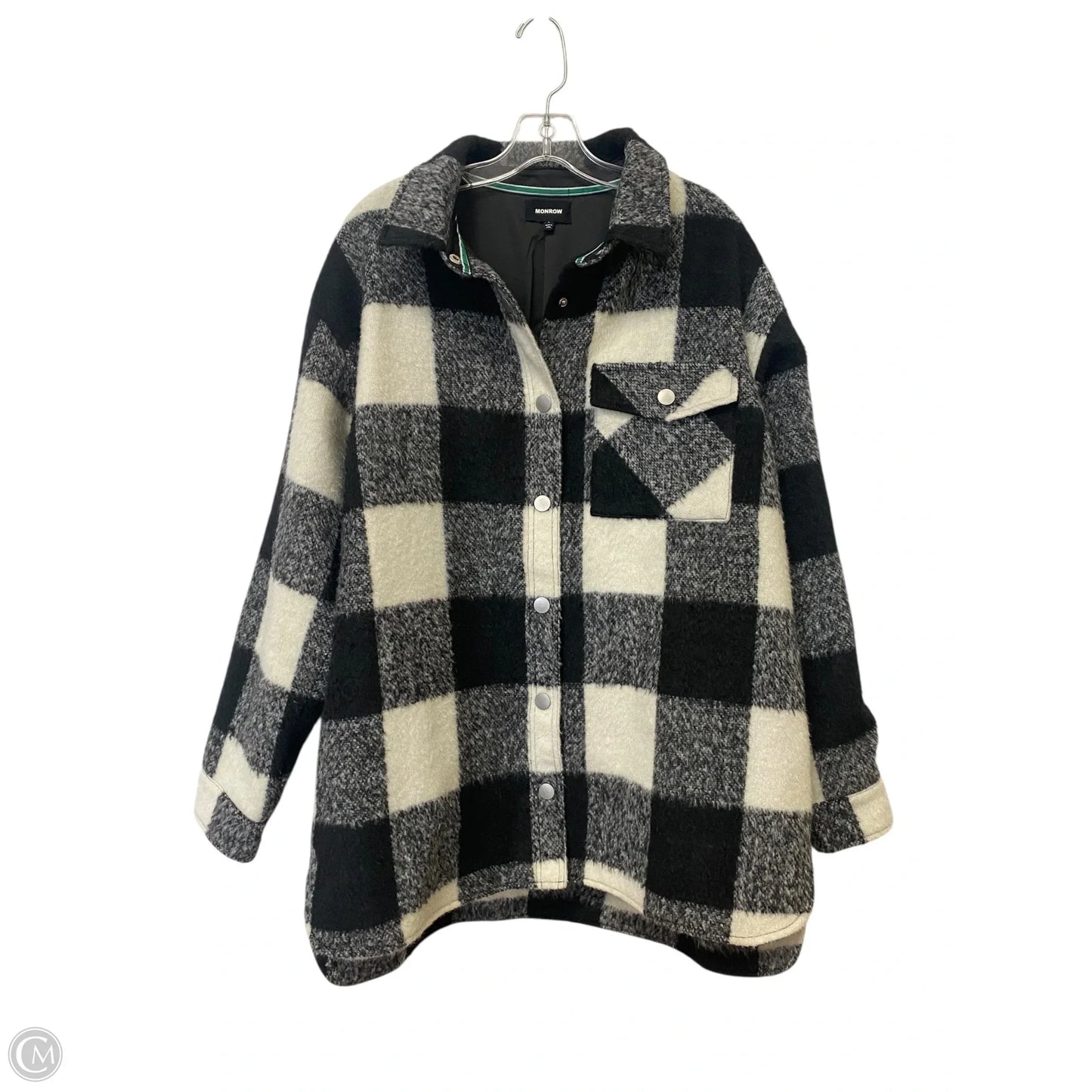 Jacket Shirt By Monrow In Plaid Pattern, Size: L